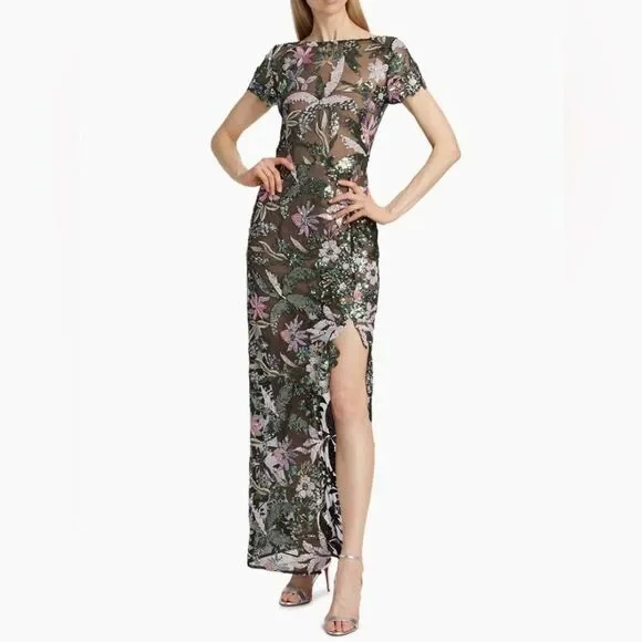 NWOT Bronx And Banco Zinna Side-Slit Floral Sequin Gown, XS,S &M available - Picture 5 of 14